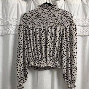 Lulu's Black and Cream Spotted Blouse